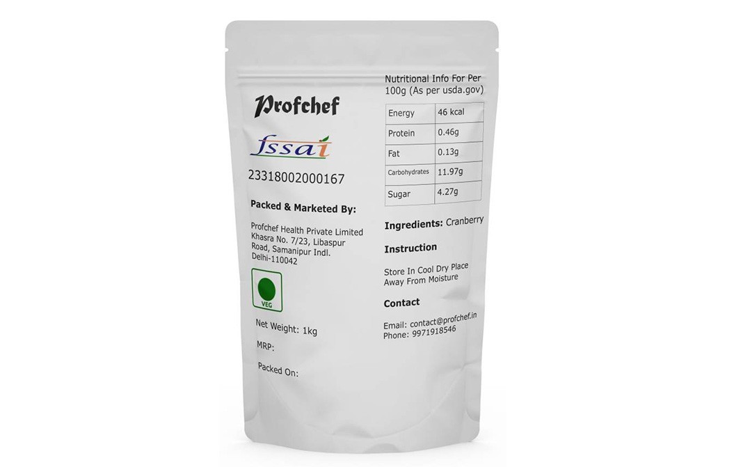 Profchef Cranberry (Premium Quality)   Pack  1 kilogram
